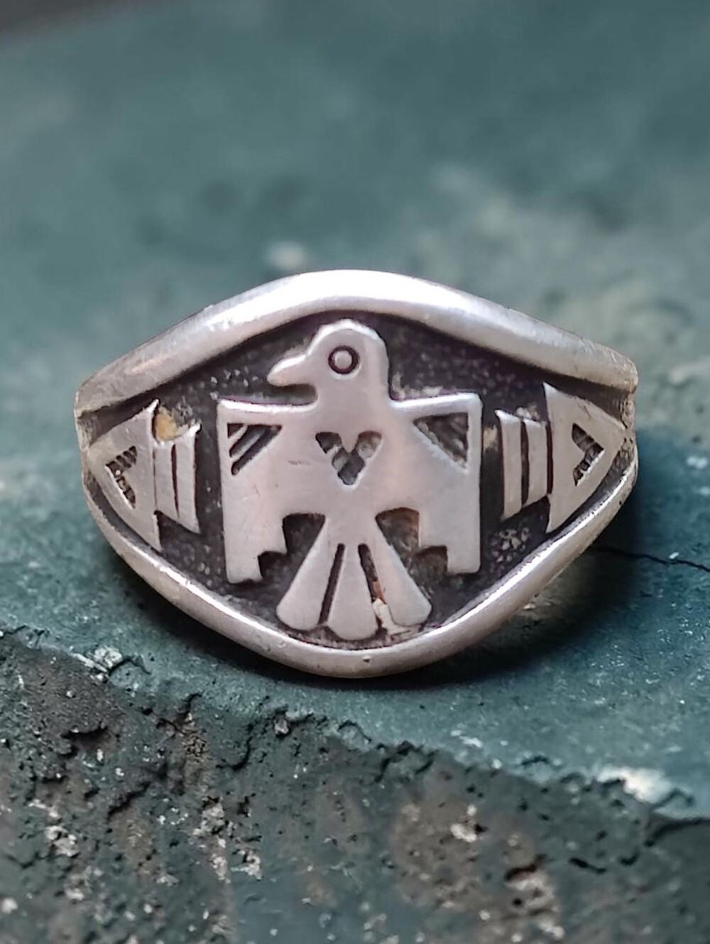 Vintage Sterling Navajo Thunderbird Cigar Band Ring Wheeler Manufacturer Company